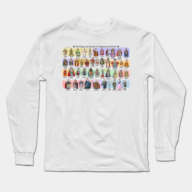 The Kings and Queens of England and Britain Long Sleeve T-Shirt by Mackaycartoons